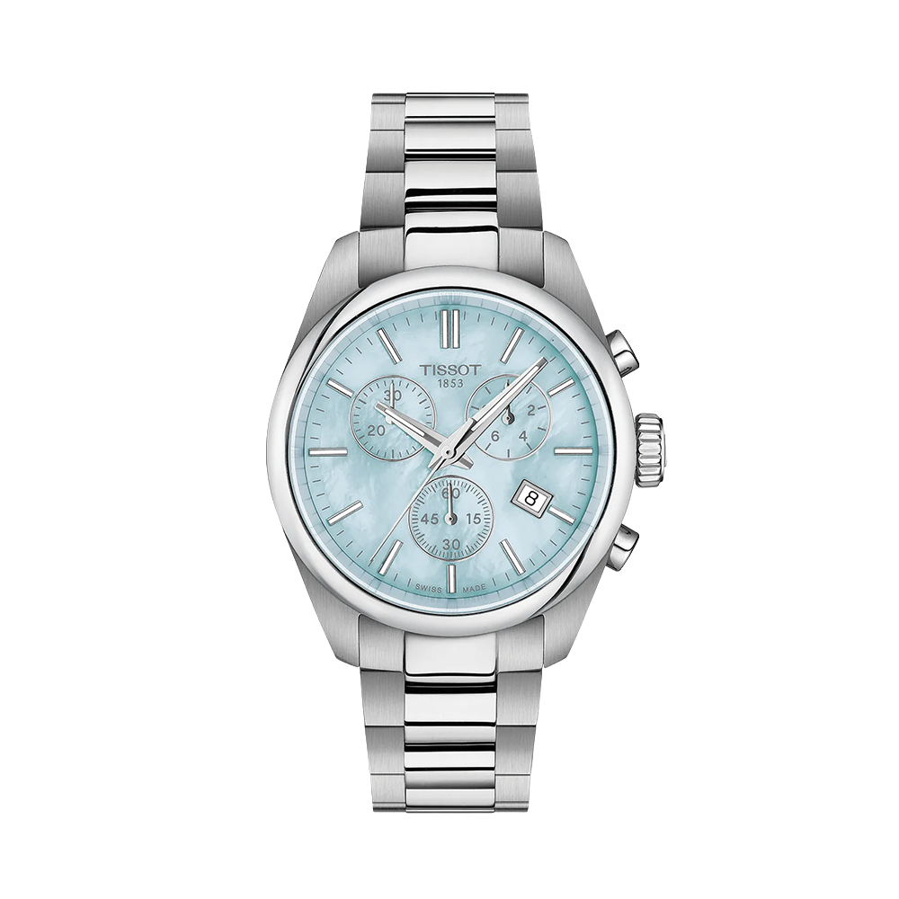 Tissot PR 100 Quartz Chronograph 36mm - Blue, Mother-of-Pearl on Bracelet